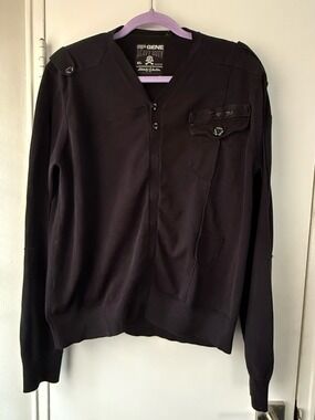 RP GENE Heavy Duty Y2K Rugged Utility Industrial Moto Tactical Black Pullover XL